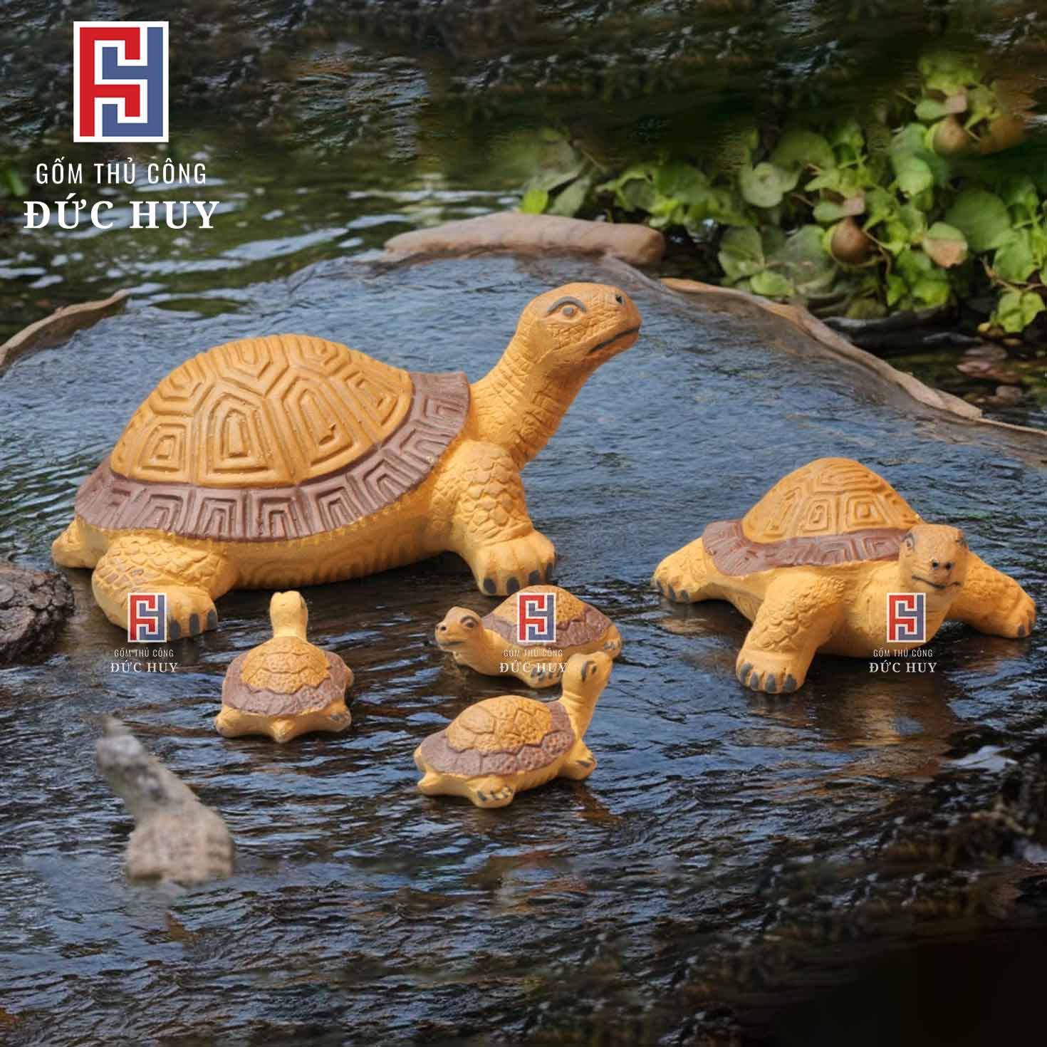 Bộ tượng gốm Con Rùa mini thả bể cá