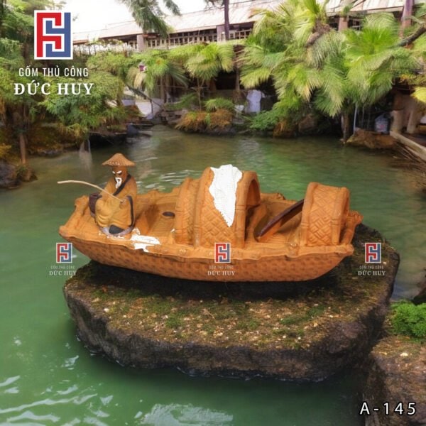 Tượng Ông Lão Câu Cá trên thuyền phụ kiện trang trí tiểu cảnh - Hình ảnh 2