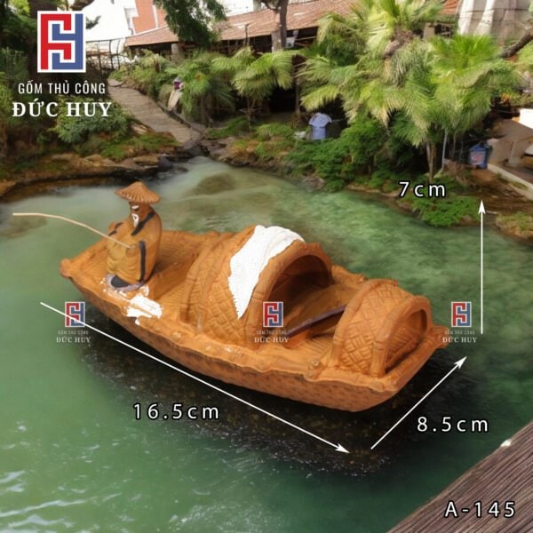 Tượng Ông Lão Câu Cá trên thuyền phụ kiện trang trí tiểu cảnh - Hình ảnh 3
