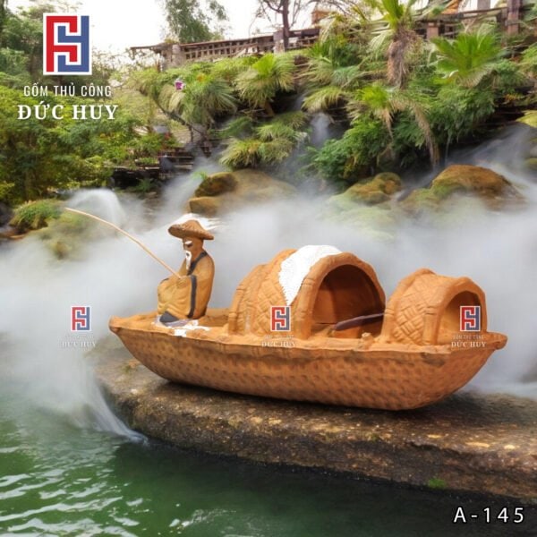 Tượng Ông Lão Câu Cá trên thuyền phụ kiện trang trí tiểu cảnh - Hình ảnh 5