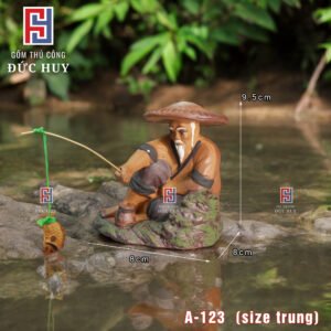 Tuong gom Ong lao cau ca trang tri tieu canh hon non bo chau cay bonsai 6 1