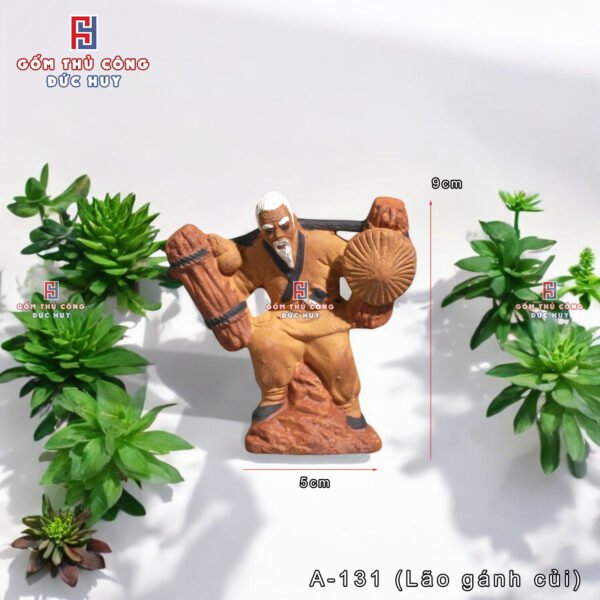 Tượng gốm Lão Tiều Phu trang trí tiểu cảnh chậu cây bonsai - Hình ảnh 2
