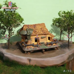 Mo hinh gom nha rom cay chuoi trang tri hon non bo chau cay bonsai 3