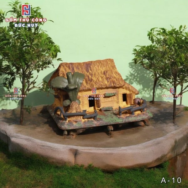 Mô Hình Ngôi Nhà Rơm Cây Chuối Bằng Gốm Trang Trí Bonsai - Hình ảnh 4