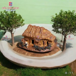 Mo hinh gom nha tranh mai la trang tri hon non bo chau cay bonsai 5