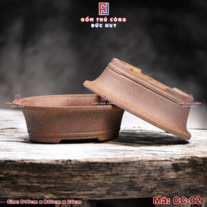 Chậu bonsai mini dáng oval men hạt 3D – Gốm Đức Huy Mã - CC-02