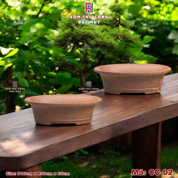 Chậu bonsai mini dáng oval men hạt 3D – Gốm Đức Huy Mã - CC-02 - Hình ảnh 4