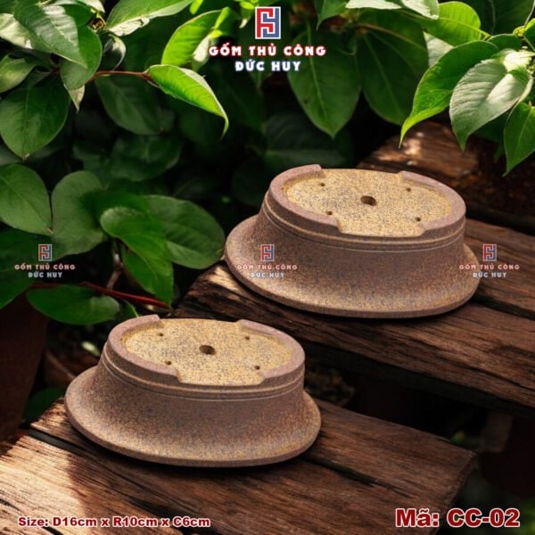 Chậu bonsai mini dáng oval men hạt 3D – Gốm Đức Huy Mã - CC-02 - Hình ảnh 5