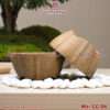 Chậu bonsai mini dáng bát sen – men hạt 3D - Mã CC-06