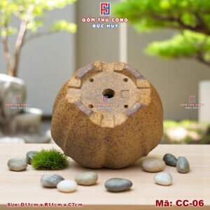Chau trong cay bonsai mini dang dai sen ma CC06 Gom Duc Huy 4
