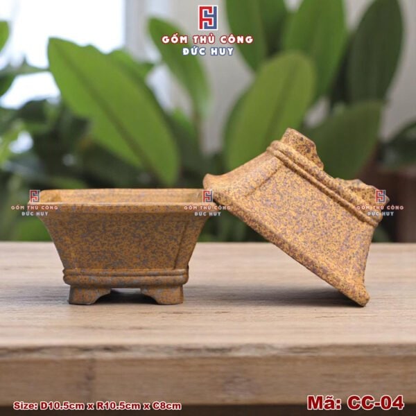 Chậu bonsai mini – men hạt 3D - Mã CC-04