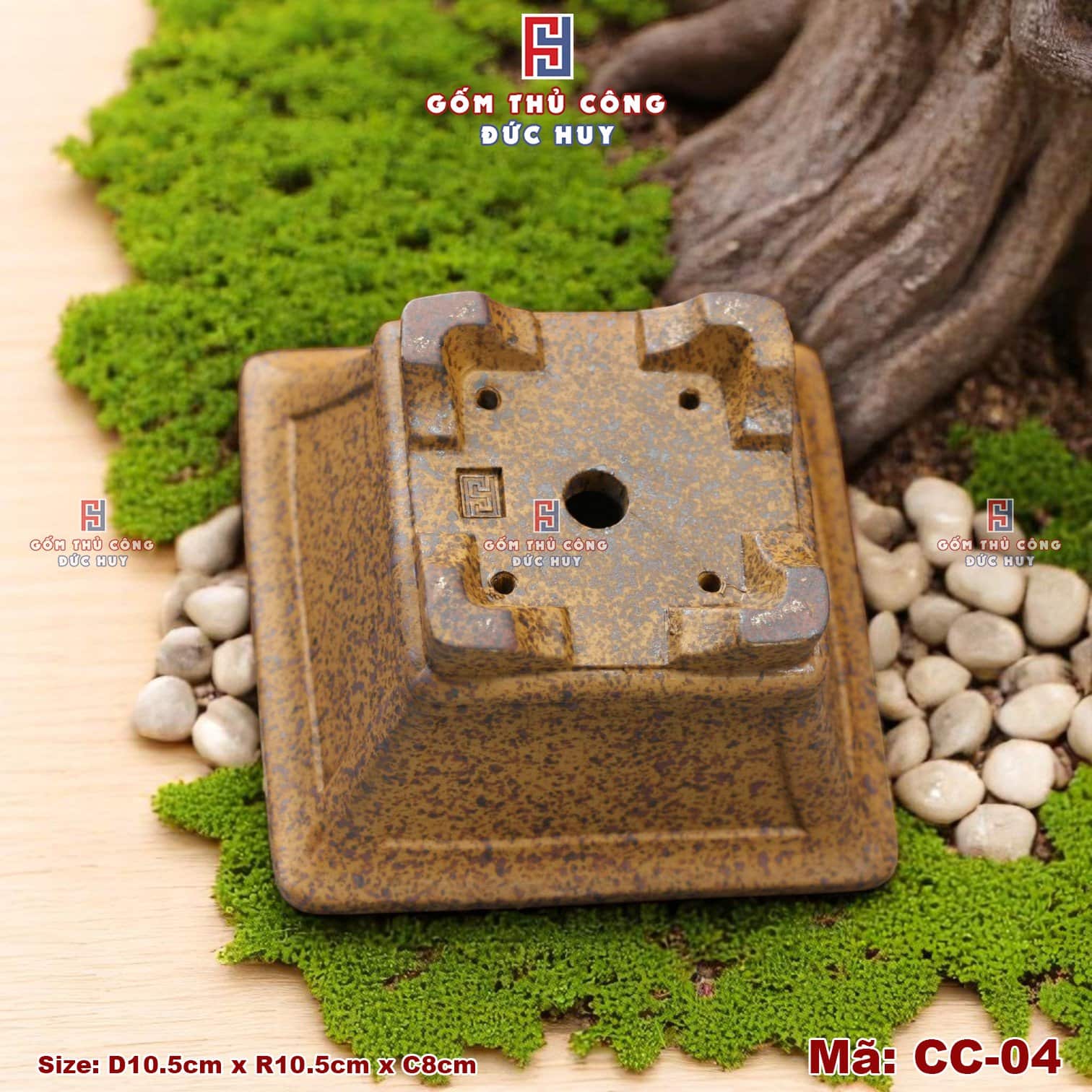 Chậu bonsai mini – men hạt 3D - Mã CC-04 13 Chau trong cay bonsai mini dang vat ma CC04 Gom Duc Huy 4