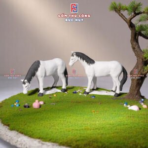 TUONG GOM CON NGUA TRANG TRI TIEU CANH CHAU CAY BONSAI MA 100101L 7