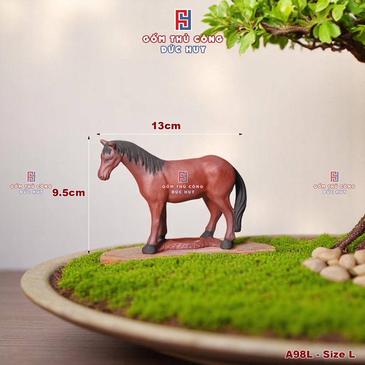Tượng gốm Con Ngựa mini màu đỏ trang trí tiểu cảnh - trang trí bonsai 14 TUONG GOM CON NGUA TRANG TRI TIEU CANH CHAU CAY BONSAI MA 9899L 1