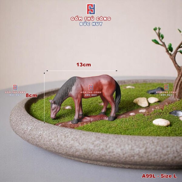 Tượng gốm Con Ngựa mini màu đỏ trang trí tiểu cảnh - trang trí bonsai - Hình ảnh 4