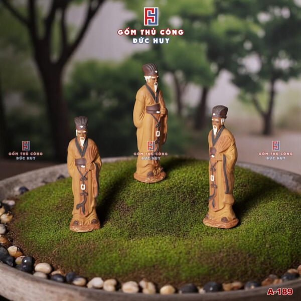 Tượng gốm Gia Cát Lượng 13x3cm- trang trí chậu cây bonsai Mã A189