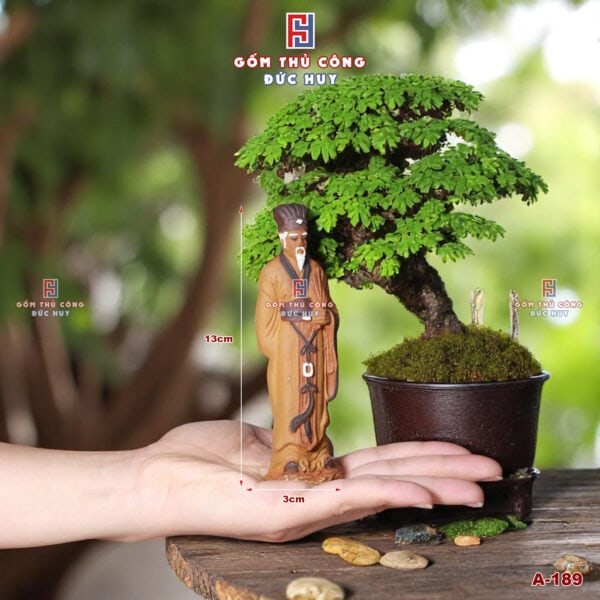 Tượng gốm Gia Cát Lượng 13x3cm- trang trí chậu cây bonsai Mã A189 - Hình ảnh 2