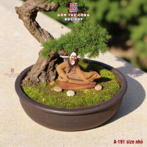 Tuong gom ong lao danh dan mini trang tri chau cay bonsai 3