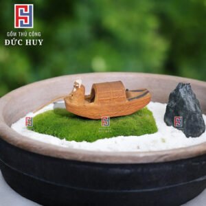 Mo hinh gom Thuyen mini phu kien trang tri tieu canh hon non bo 1
