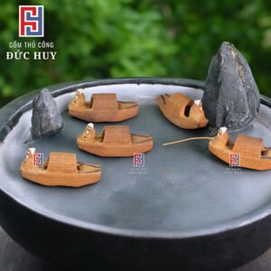 Mo hinh gom Thuyen mini phu kien trang tri tieu canh hon non bo 6
