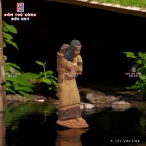 Tuong gom Son nu dan toc phu kien trang tri tieu canh hon non bo be ca chau cay bonsai 4